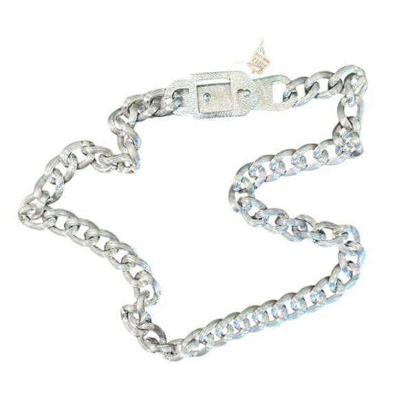Vintage Silver Metal Chain Link Retro Mod Body Belt Hong Kong M